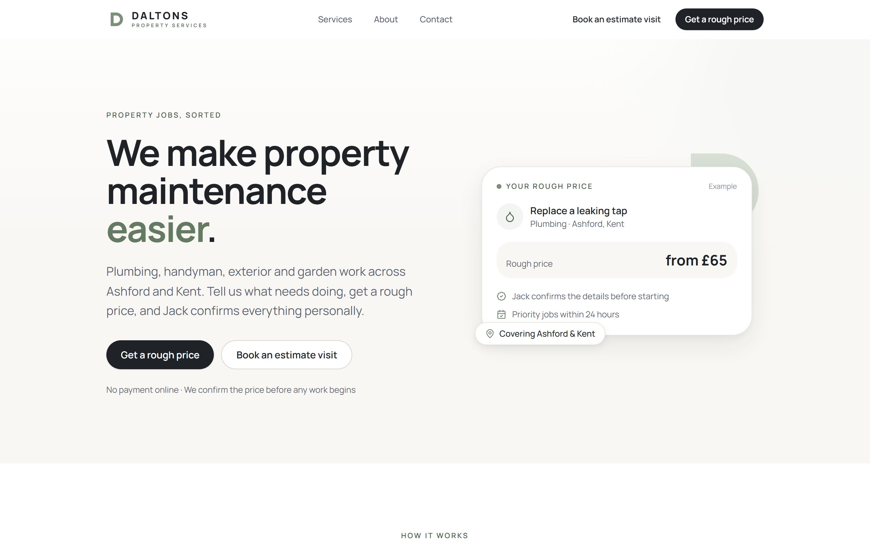 Daltons Property Services website