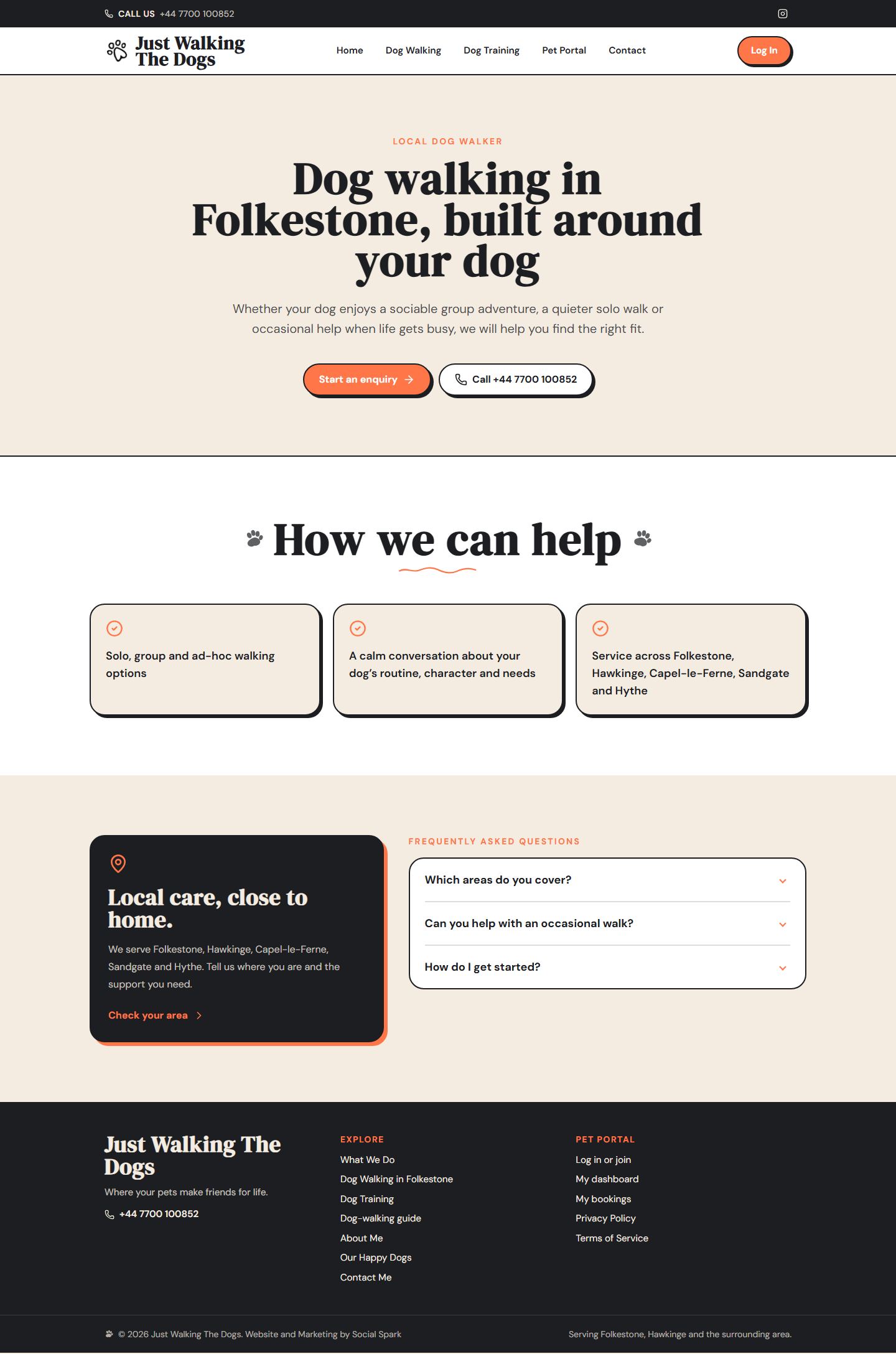 A page per service, readable before any JavaScript runs — desktop