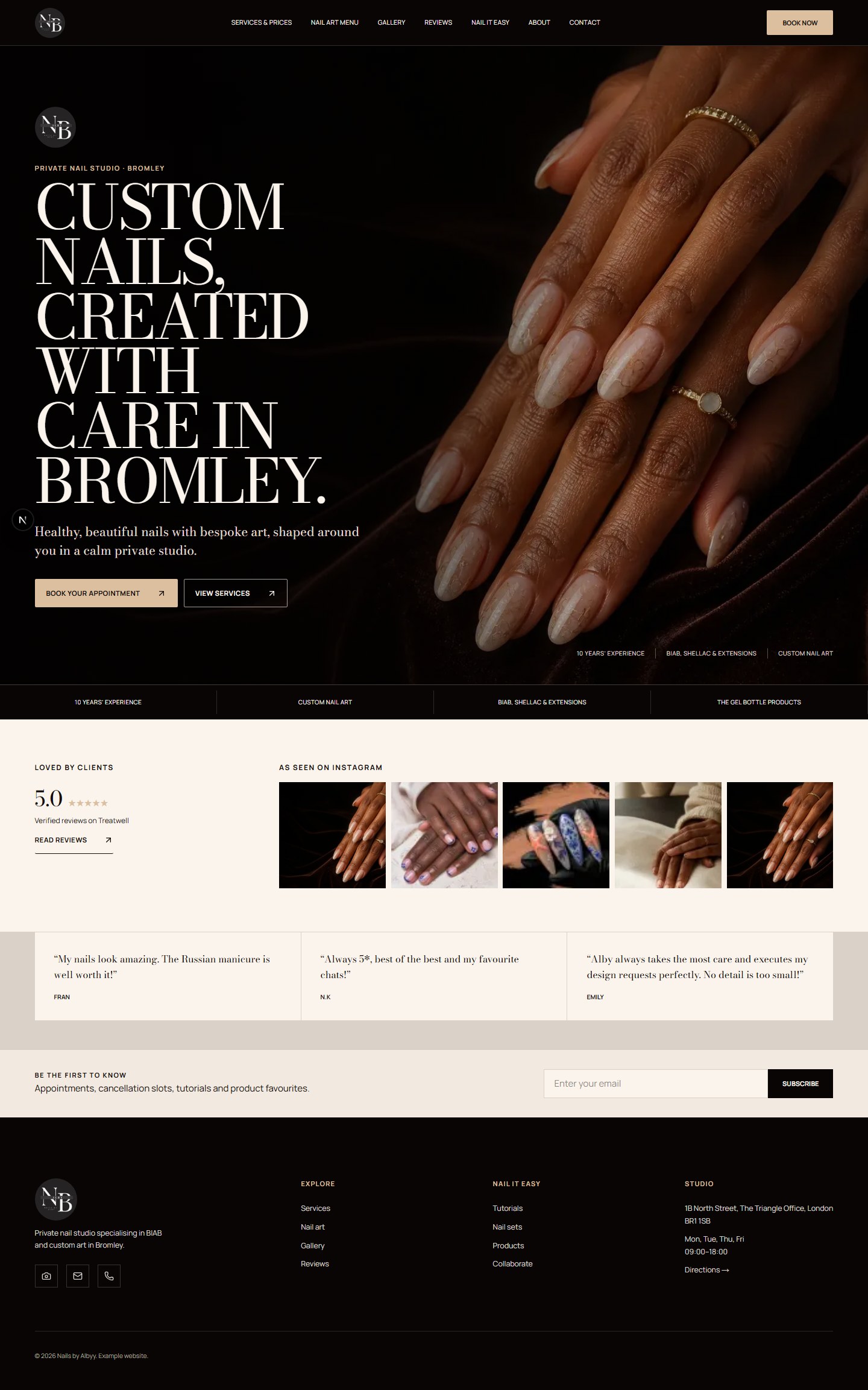 Nails by Albyy homepage, scrolling