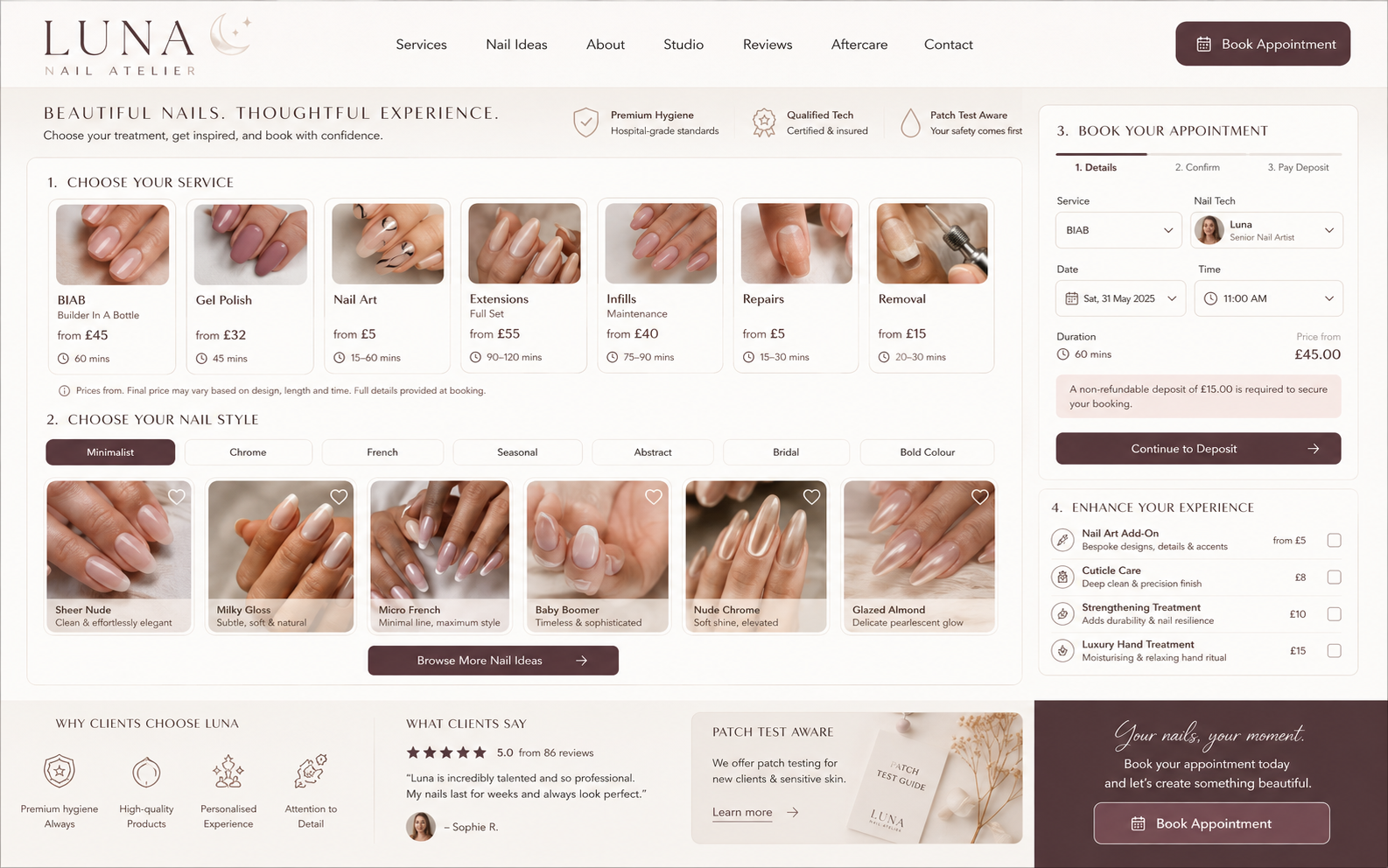 Beauty salon / hair studio website example