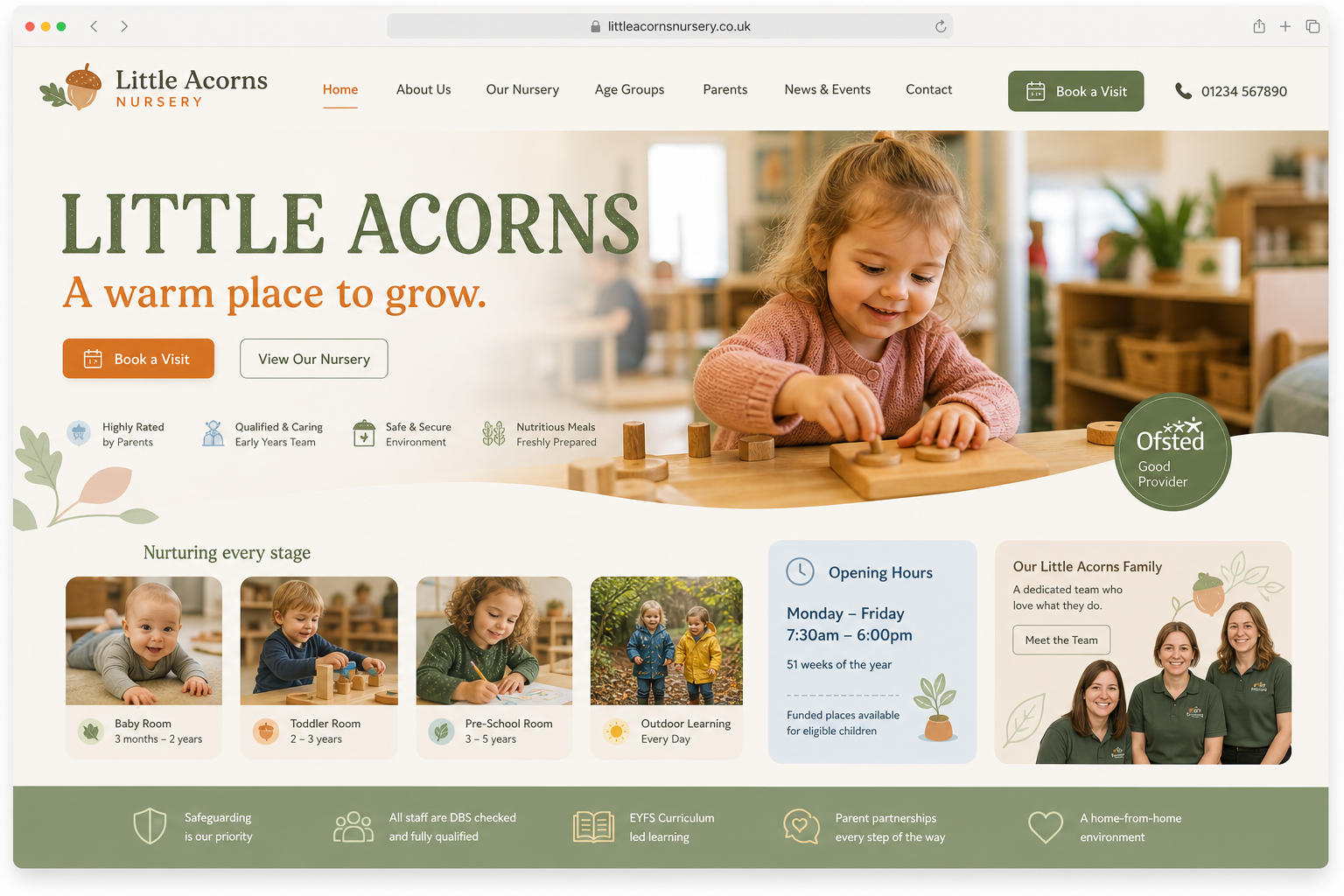 Childcare / nursery website example