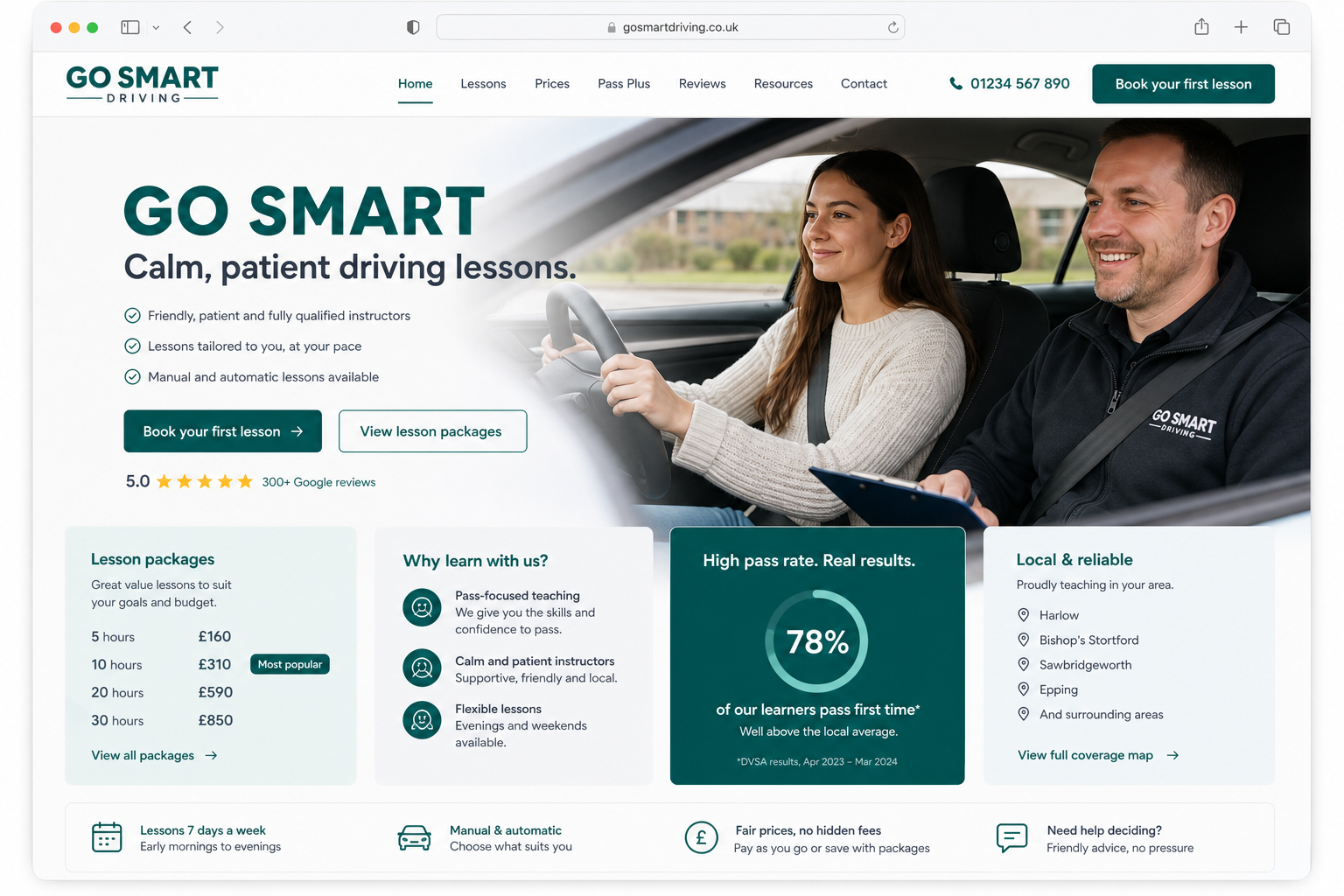 Driving instructor website example