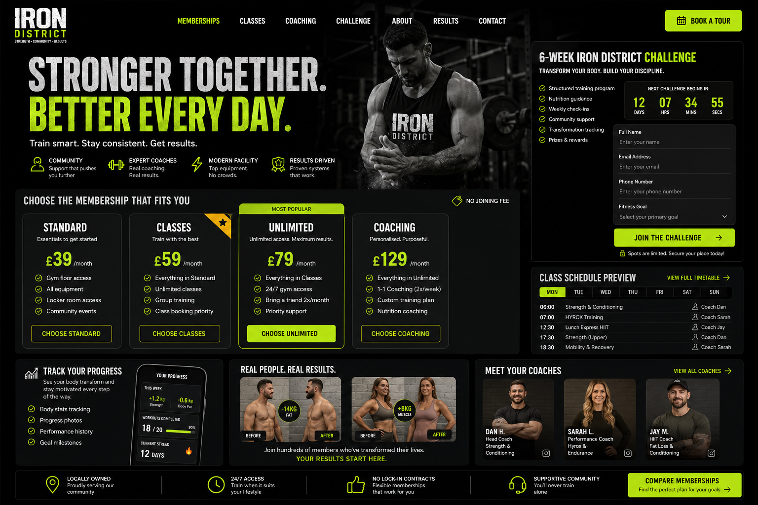 Gym & strength studio website example