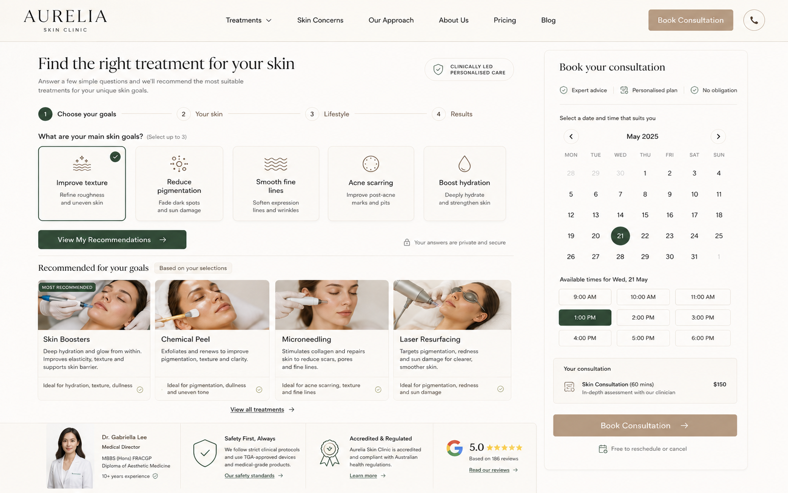 Medical aesthetics clinic website example