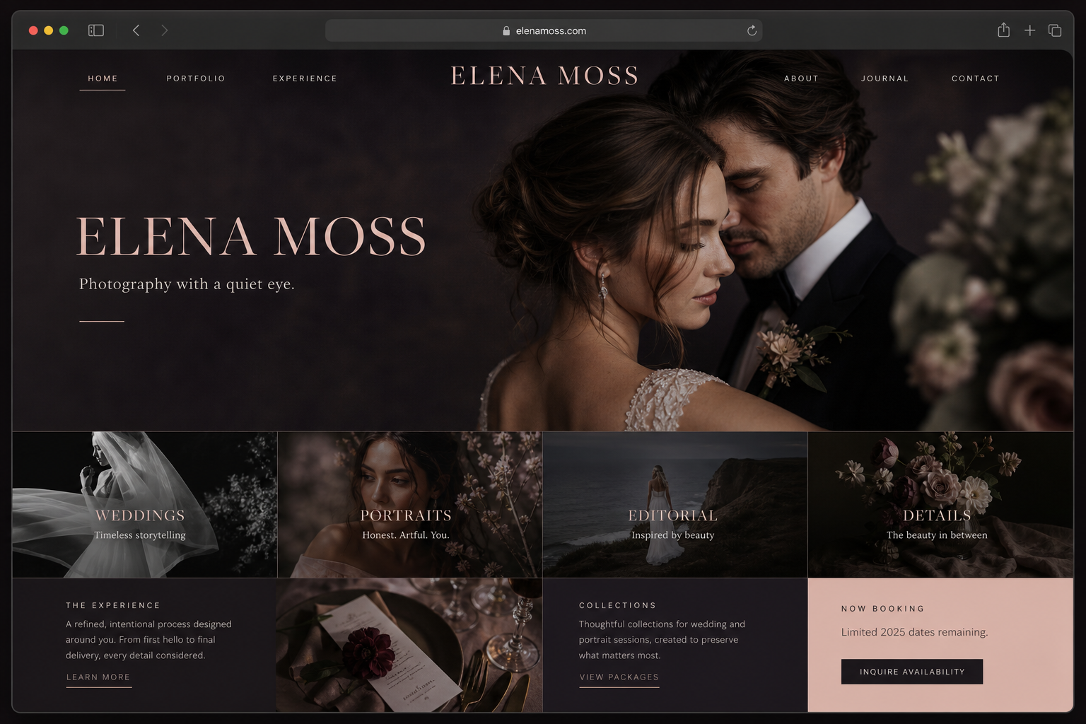 Photographer website example