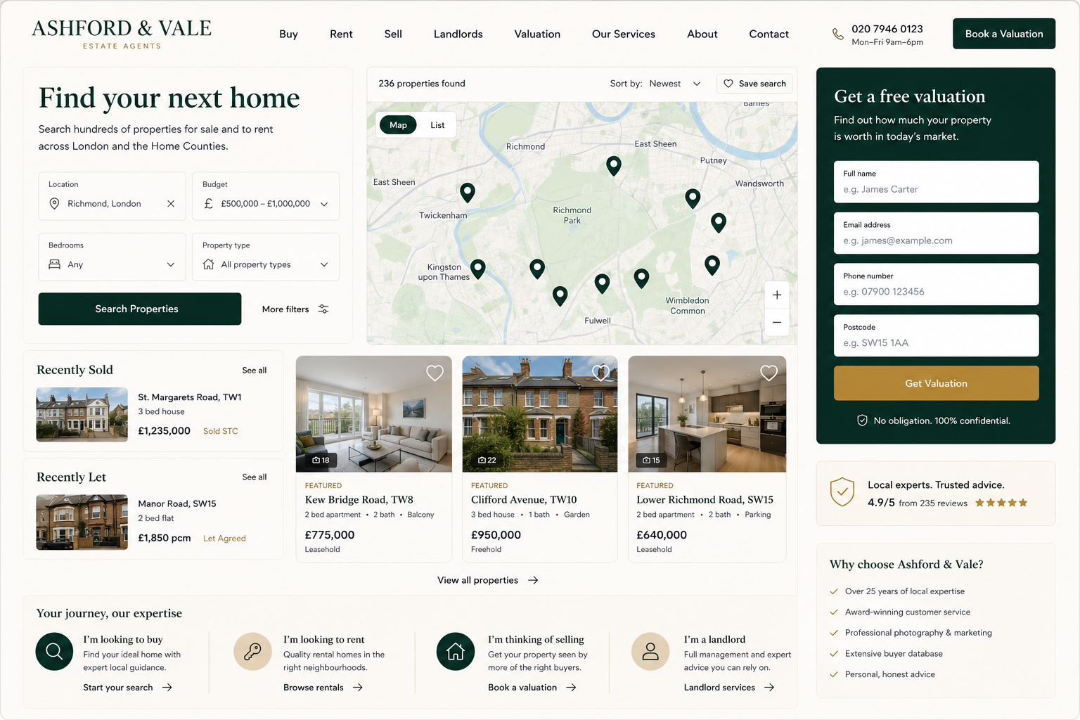 Estate agent & property website example