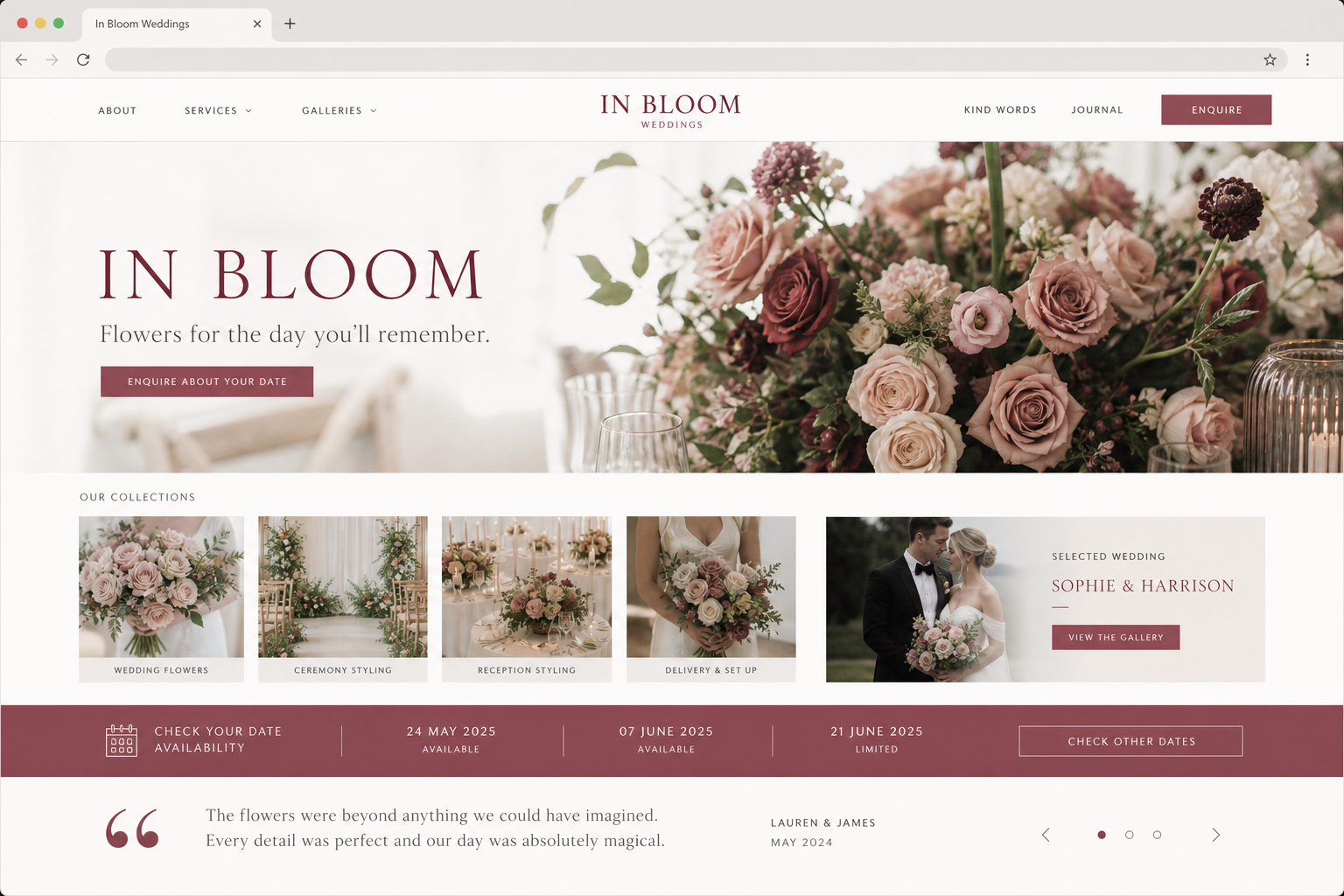 Wedding supplier website example