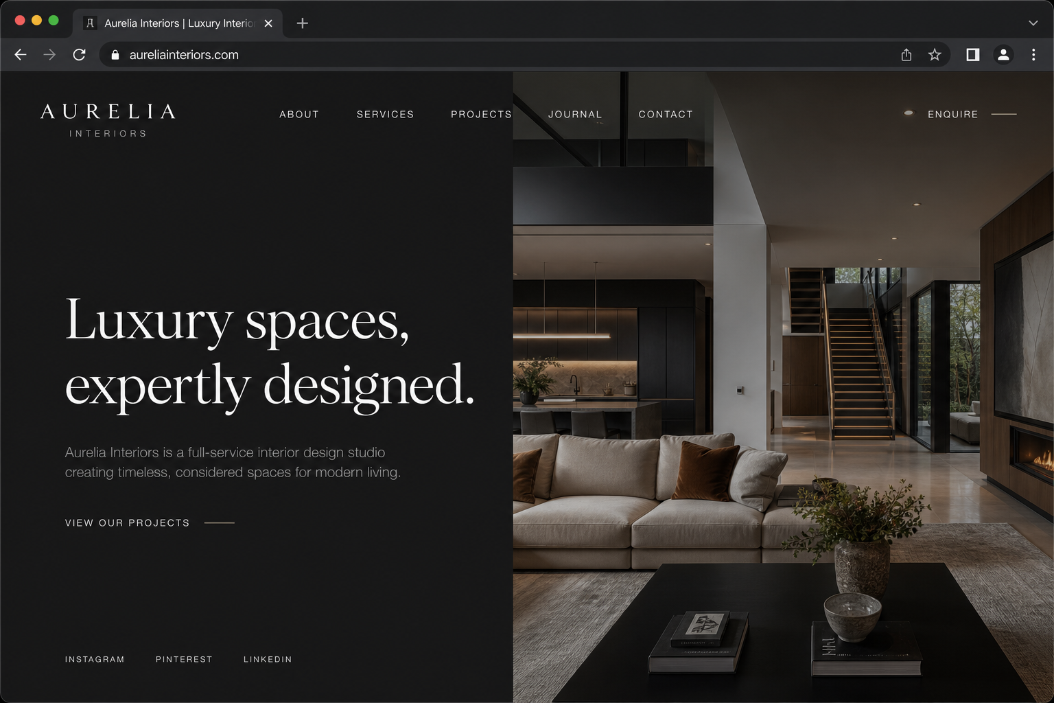 Example website concept — a custom homepage design